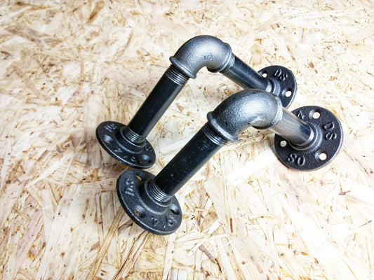 Industrial gas pipe shelf brackets. handmade in the UK