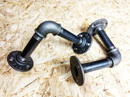 Industrial gas pipe shelf brackets. handmade in the UK