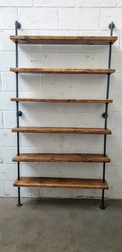 Reclaimed scaffold board bookcase / floor standing shelving unit - industrial and rustic . reclaimed / recycled wood. living room furniture. kitchen shelving unit. 