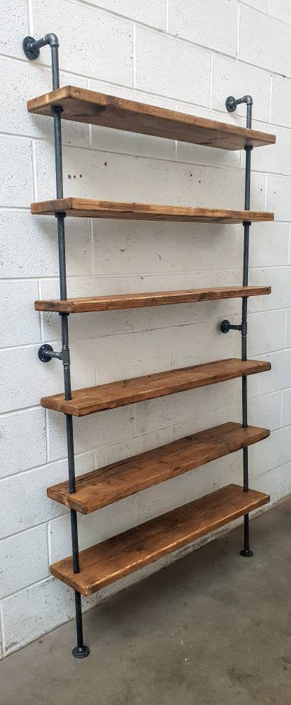 Reclaimed scaffold board bookcase / floor standing shelving unit - industrial and rustic . reclaimed / recycled wood. living room furniture. kitchen shelving unit. 